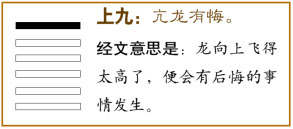 上九：亢龙，有悔。