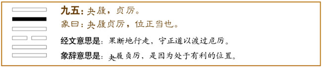 履卦第五爻,爻辞:九五:夬履,贞厉。