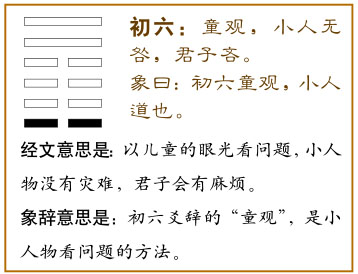 初六:童观,小人无咎,君子吝。