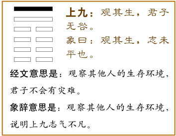 上九:观其生,君子无咎。