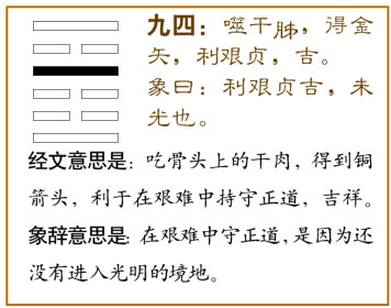 六五，噬干肉，得黄金；贞厉，无咎。