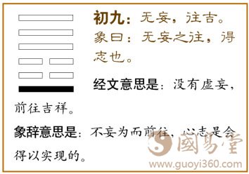 初九：无妄，往吉。