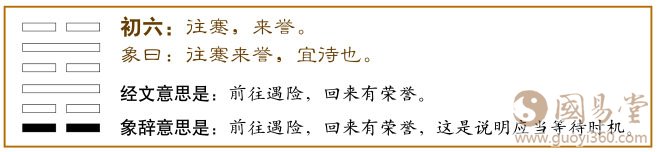 蹇卦第一爻,爻辞:初六:往蹇,来誉。