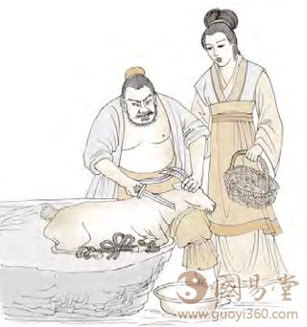 上六：女承筐，无实，士刦羊，无血。无攸利。